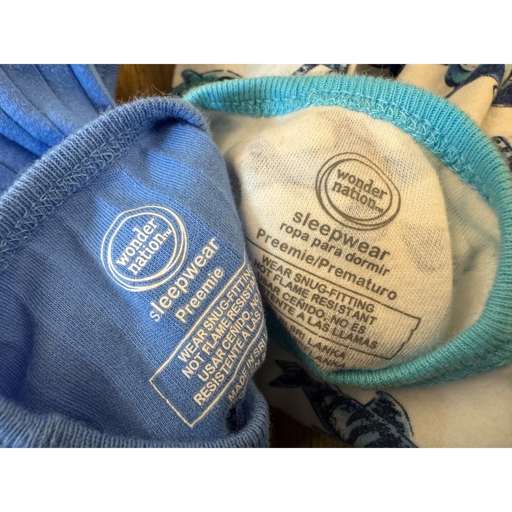 Baby Boy Preemie Lot Sleepers Rompers Zippered Outfits Clothes Blue Ribbed Shark - Picture 8 of 8